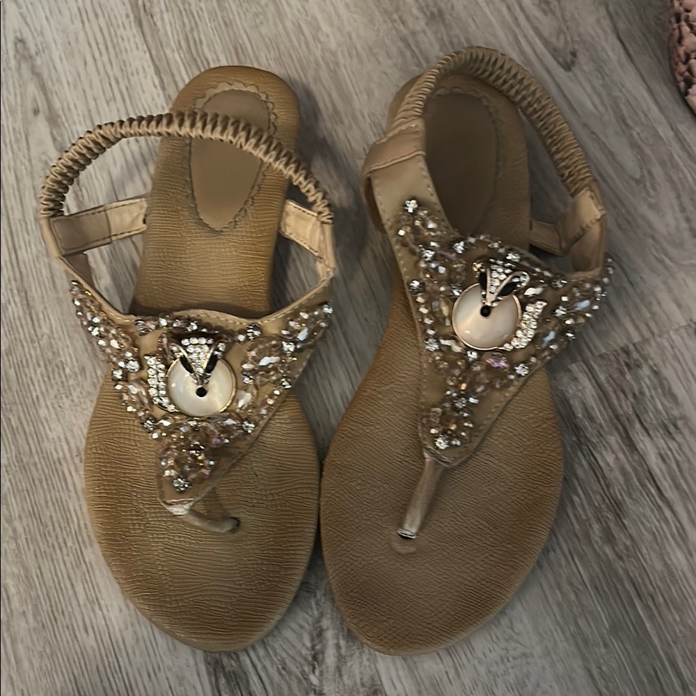 Embellished Tan Sandals